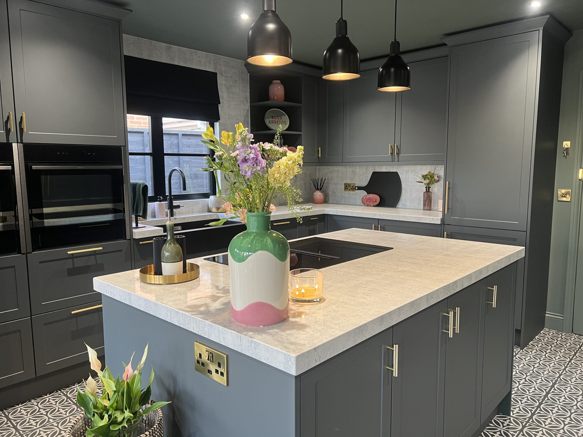 modern kitchen with plant